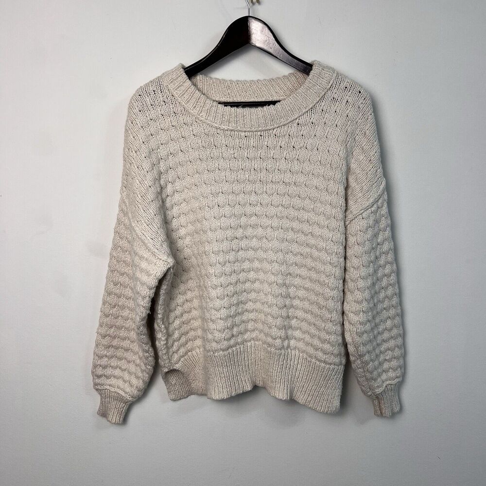 Aerie Sweater Oversized Cream Sweater Size Small Honeycomb Knit